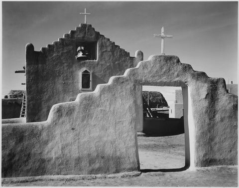{{ product_title }} Fine Art Print | {{ product_vendor }} Jakero77 Ansel Adams - Church Taos Pueblo Landmark New Mexico (1941) - 17" x 22" Art Print Art Print  Jakero77