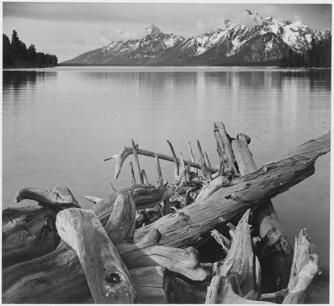 {{ product_title }} Fine Art Print | {{ product_vendor }} Jakero77 Ansel Adams - Jackson Lake Grand Teton Range Wyoming (1941) - 17" x 22" Art Print Art Print  Jakero77