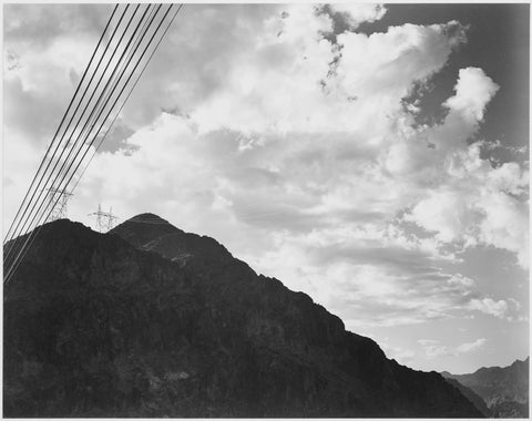 {{ product_title }} Fine Art Print | {{ product_vendor }} Jakero77 Ansel Adams - Looking Towards Mountains Boulder Dam Transmission Lines (1941) - 17"x22" Fine Art Print Art Print  Jakero77