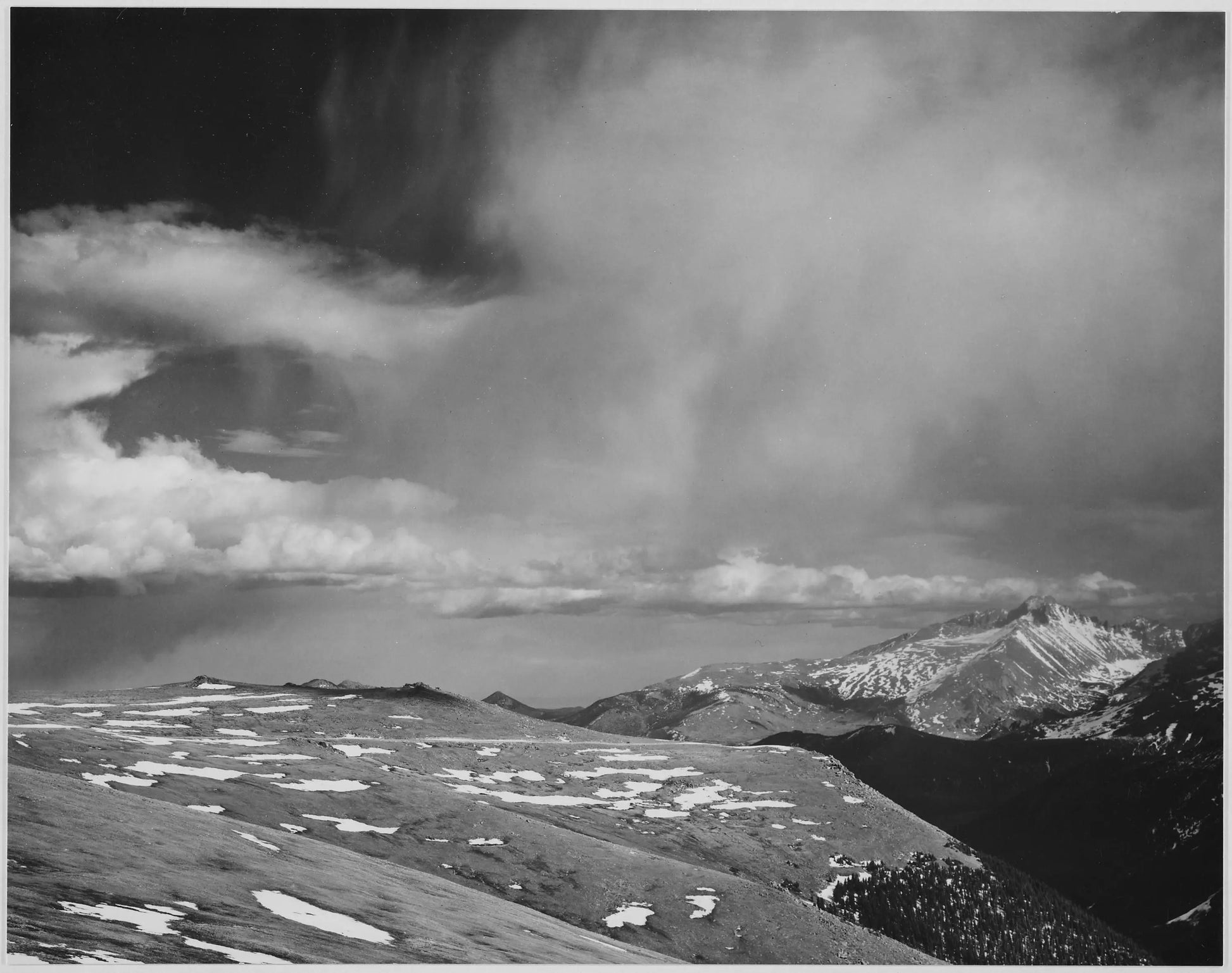 {{ product_title }} Fine Art Print | {{ product_vendor }} Jakero77 Ansel Adams - Mountain Tops Low Clouds Rocky Mountain (1940) - 17" x 22" Art Print Art Print  Jakero77