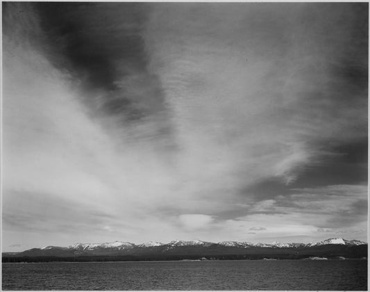 {{ product_title }} Fine Art Print | {{ product_vendor }} Jakero77 Ansel Adams - Mountains Yellowstone Lake in Park Wyoming (1940) - 17" x 22" Print Art Print  Jakero77