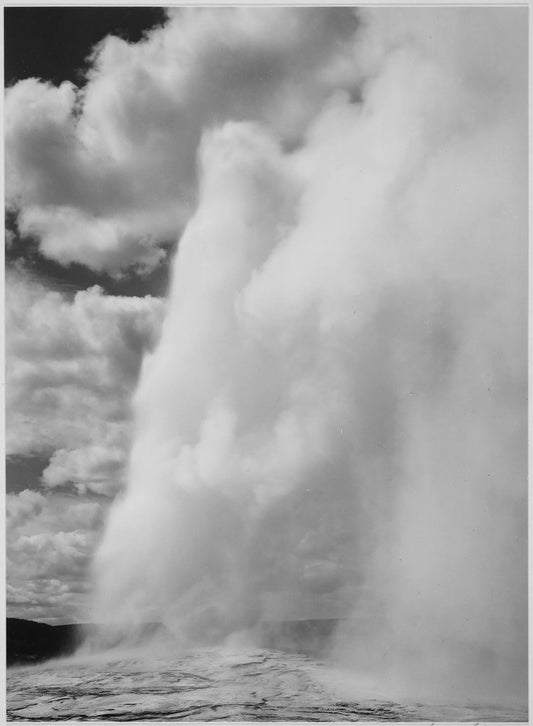 {{ product_title }} Fine Art Print | {{ product_vendor }} Jakero77 Ansel Adams - Old Faithful Yellowstone National Park Wyoming (1935) - 17" x 22" Fine Art Print Art Print  Jakero77
