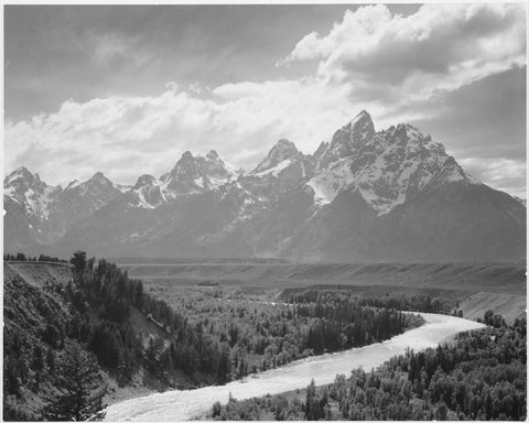 {{ product_title }} Fine Art Print | {{ product_vendor }} Jakero77 Ansel Adams - River Valley Mountains Grand Teton Wyoming (1941) - 17" x 22" Print Art Print  Jakero77