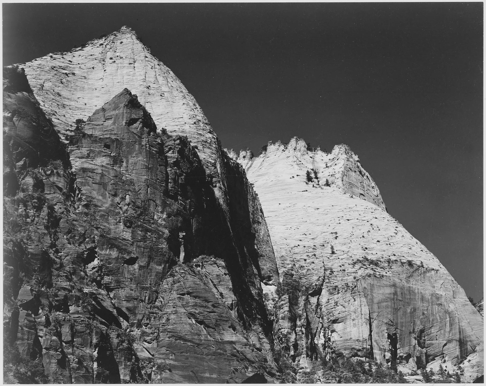 {{ product_title }} Fine Art Print | {{ product_vendor }} Jakero77 Ansel Adams - Rock Formation Against Dark Sky Zion Park Utah (1941) - 17" x 22" Fine Art Print Art Print  Jakero77