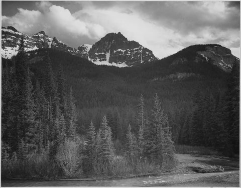 {{ product_title }} Fine Art Print | {{ product_vendor }} Jakero77 Ansel Adams - Stream Trees Mountains Yellowstone Park (1938) - 17" x 22" Art Print Art Print  Jakero77