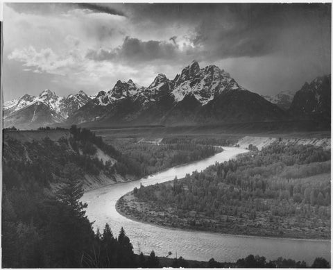 {{ product_title }} Fine Art Print | {{ product_vendor }} Jakero77 Ansel Adams - The Tetons, Snake River Wyoming (1941) - 17" x 22" Fine Art Print Art Print  Jakero77