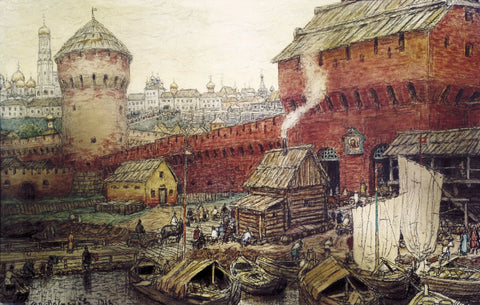 {{ product_title }} Fine Art Print | {{ product_vendor }} Jakero77 Apollinary Vasnetsov - Spasskiye Vodyanye Water Gate Kitay Goroda (1922) - 17"x22" Fine Art Print Art Print  Jakero77