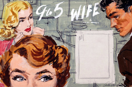 {{ product_title }} Fine Art Print | {{ product_vendor }} Jakero77 Arthur Sarnoff - 9 to 5 Wife 1950s Advertisement Signed - 17"x22" Fine Art Print Art Print  Jakero77
