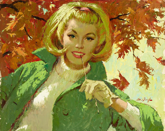 {{ product_title }} Fine Art Print | {{ product_vendor }} Jakero77 Arthur Sarnoff - Autumn Love (circa 1960) Signed - 17" x 22" Fine Art Print Art Print  Jakero77