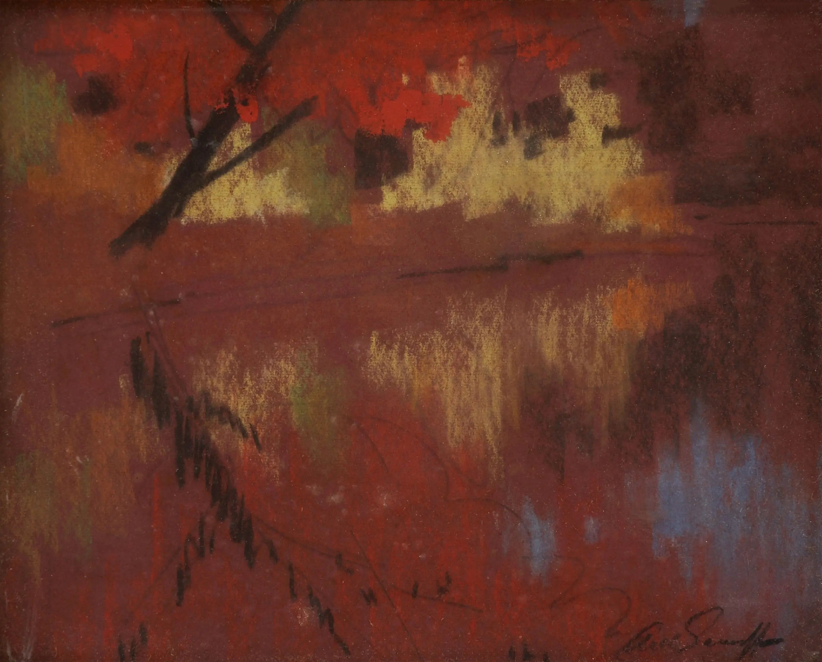 {{ product_title }} Fine Art Print | {{ product_vendor }} Jakero77 Arthur Sarnoff - Autumn Reflection (1950s) Signed - 17" x 22" Fine Art Print Art Print  Jakero77