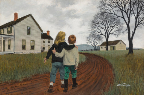 {{ product_title }} Fine Art Print | {{ product_vendor }} Jakero77 Arthur Sarnoff - Best Friends Walking Home (1950s) Signed - 17" x 22" Art Print Art Print  Jakero77