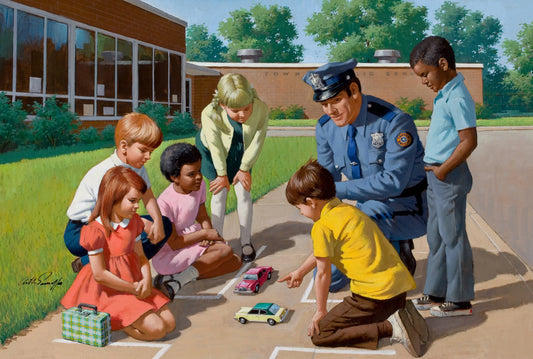 {{ product_title }} Fine Art Print | {{ product_vendor }} Jakero77 Arthur Sarnoff - Children Learn Traffic Lesson 1950s Signed - 17"x22" Art Print Art Print  Jakero77