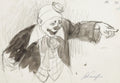 {{ product_title }} Fine Art Print | {{ product_vendor }} Jakero77 Arthur Sarnoff - Clown Sketch Illustration 1950s Signed - 17"x22" Fine Art Print Art Print  Jakero77