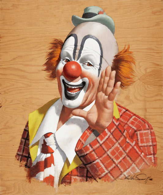 {{ product_title }} Fine Art Print | {{ product_vendor }} Jakero77 Arthur Sarnoff - Clown Waving 1950s Circus Signed - 17" x 22" Fine Art Print Art Print  Jakero77