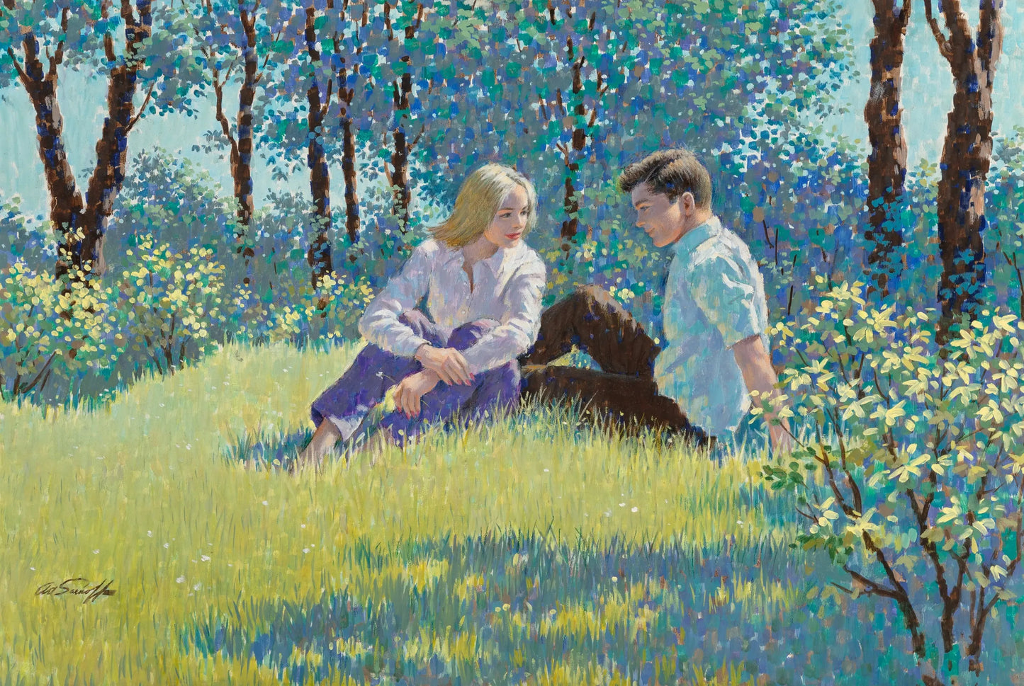 {{ product_title }} Fine Art Print | {{ product_vendor }} Jakero77 Arthur Sarnoff - Communication with Nature 1960s Young Love Signed - 17" x 22" Fine Art Print Art Print  Jakero77