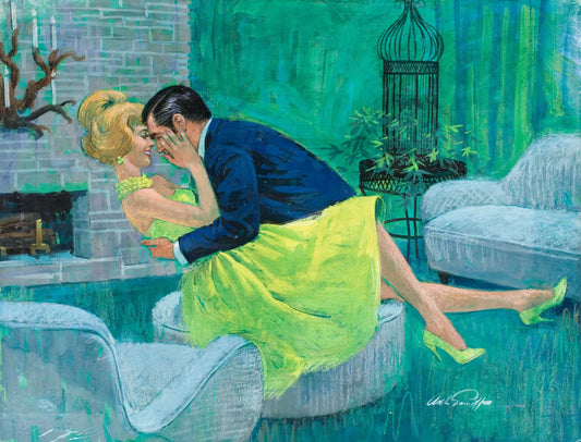 {{ product_title }} Fine Art Print | {{ product_vendor }} Jakero77 Arthur Sarnoff - Couple Romantic Embrace 1950s Signed - 17" x 22" Fine Art Print Art Print  Jakero77