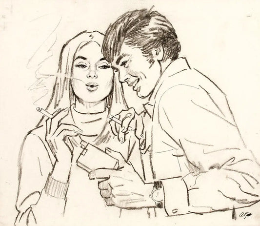 {{ product_title }} Fine Art Print | {{ product_vendor }} Jakero77 Arthur Sarnoff - First Cigarette Teenagers 1950s Signed - 17"x22" Fine Art Print Art Print  Jakero77