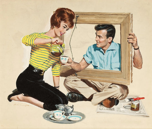 {{ product_title }} Fine Art Print | {{ product_vendor }} Jakero77 Arthur Sarnoff - Framed. 1950s Romantic Couple Signed - 17" x 22" Fine Art Print Art Print  Jakero77