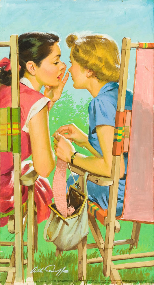 {{ product_title }} Fine Art Print | {{ product_vendor }} Jakero77 Arthur Sarnoff - Have You Heard, Women Gossip 1960s Signed - 17" x 22" Art Print Art Print  Jakero77