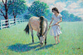 {{ product_title }} Fine Art Print | {{ product_vendor }} Jakero77 Arthur Sarnoff - His Favorite 1960s Lady Walking Horse Signed - 17" x 22" Print Art Print  Jakero77