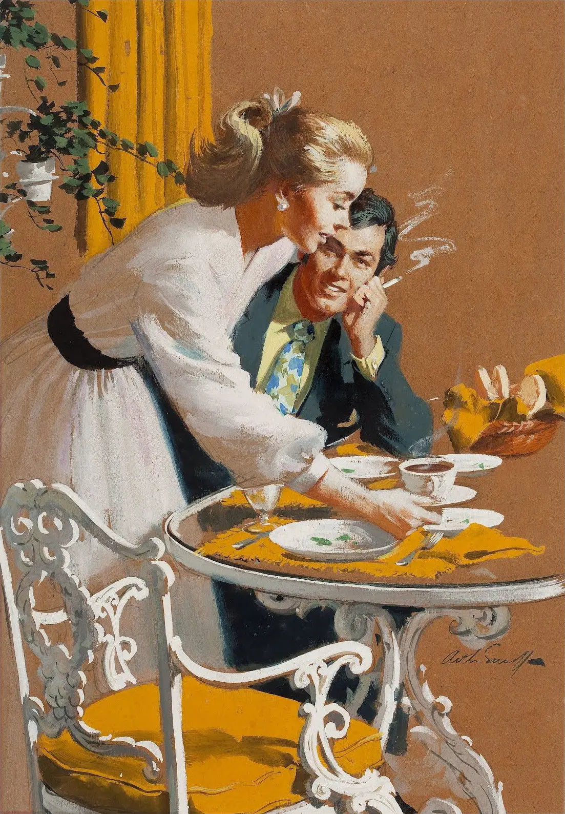 {{ product_title }} Fine Art Print | {{ product_vendor }} Jakero77 Arthur Sarnoff - How Do You Like Your Coffee 1960s Signed - 17" x 22" Art Print Art Print  Jakero77