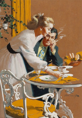 {{ product_title }} Fine Art Print | {{ product_vendor }} Jakero77 Arthur Sarnoff - How Do You Like Your Coffee 1960s Signed - 17" x 22" Art Print Art Print  Jakero77