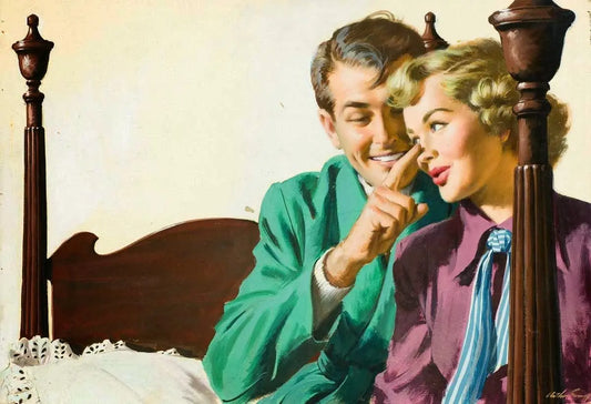 {{ product_title }} Fine Art Print | {{ product_vendor }} Jakero77 Arthur Sarnoff - Husband Teasing Wife 1940s Signed - 17" x 22" Fine Art Print Art Print  Jakero77