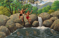 {{ product_title }} Fine Art Print | {{ product_vendor }} Jakero77 Arthur Sarnoff - Jump In, Kids Swimming in Watering Hole (1950s) Signed - 17" x 22" Fine Art Print Art Print  Jakero77