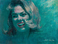 {{ product_title }} Fine Art Print | {{ product_vendor }} Jakero77 Arthur Sarnoff - Laughing Girl in Blue 1960s Signed - 17" x 22" Fine Art Print Art Print  Jakero77