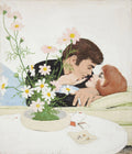 {{ product_title }} Fine Art Print | {{ product_vendor }} Jakero77 Arthur Sarnoff - Lovers Embrace on Couch 1960s Signed - 17" x 22" Fine Art Print Art Print  Jakero77