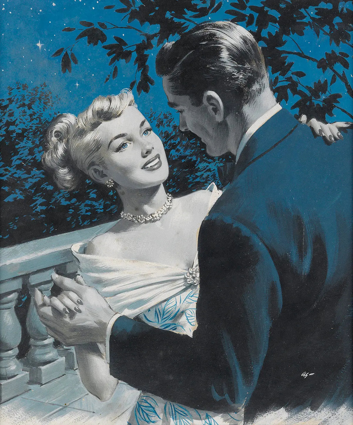 {{ product_title }} Fine Art Print | {{ product_vendor }} Jakero77 Arthur Sarnoff - Moonlight Dance 1950s Initialed - 17" x 22" Fine Art Print Art Print  Jakero77