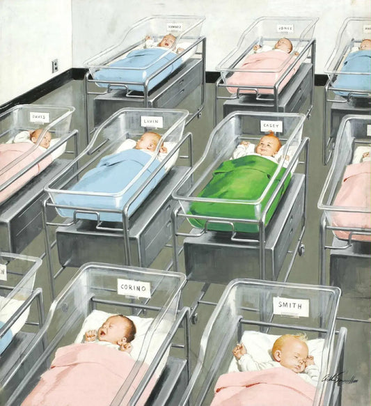 {{ product_title }} Fine Art Print | {{ product_vendor }} Jakero77 Arthur Sarnoff - Newborn Babies in Hospital Beds (1956) Signed - 17" x 22" Print Art Print  Jakero77
