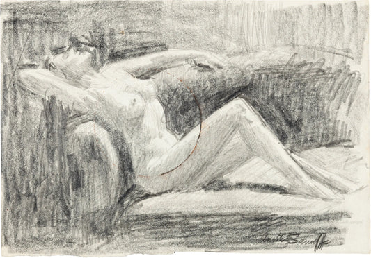 {{ product_title }} Fine Art Print | {{ product_vendor }} Jakero77 Arthur Sarnoff - Nude Female Sketch 1950s Signed - 17" x 22" Fine Art Print Art Print  Jakero77