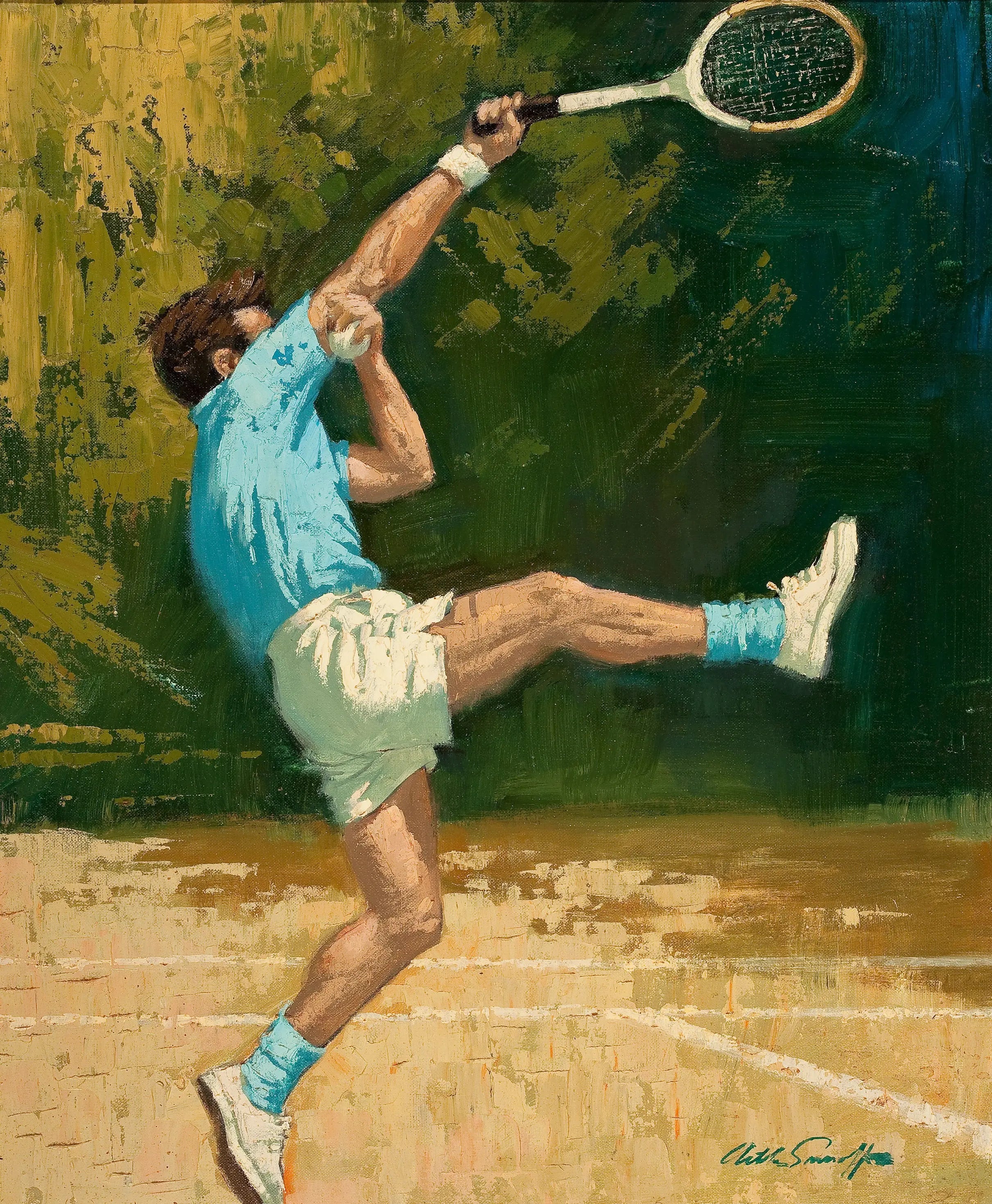 {{ product_title }} Fine Art Print | {{ product_vendor }} Jakero77 Arthur Sarnoff - Overhead Tennis Shot (1960s) Signed - 17" x 22" Fine Art Print Art Print  Jakero77