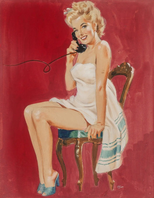 {{ product_title }} Fine Art Print | {{ product_vendor }} Jakero77 Arthur Sarnoff - Pin-up Blonde Woman on Telephone 1950s - 17"x22" Fine Art Print Art Print  Jakero77