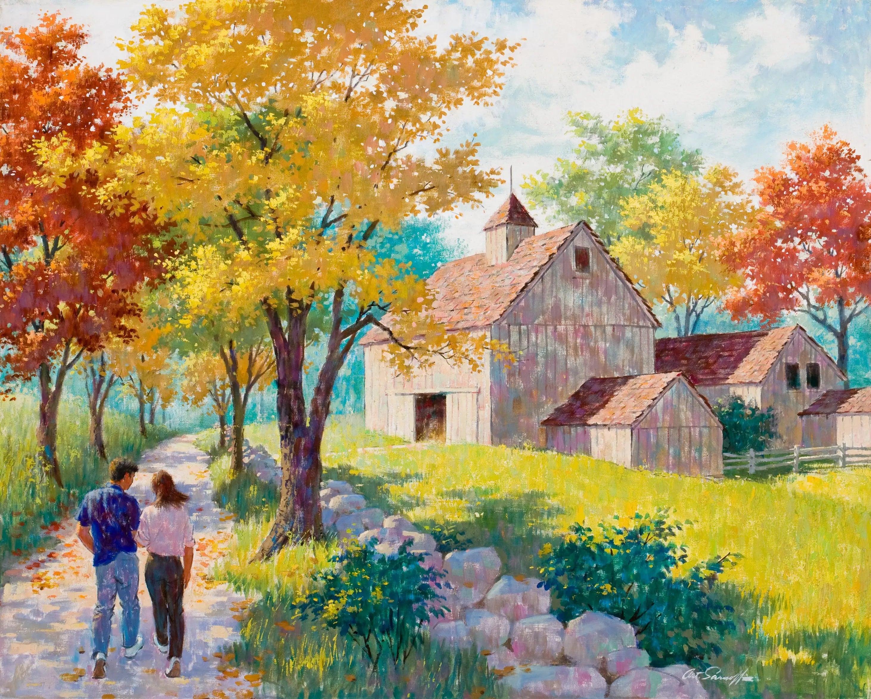 {{ product_title }} Fine Art Print | {{ product_vendor }} Jakero77 Arthur Sarnoff - Rustic Rhapsody Romance 1950s Signed - 17" x 22" Fine Art Print Art Print  Jakero77