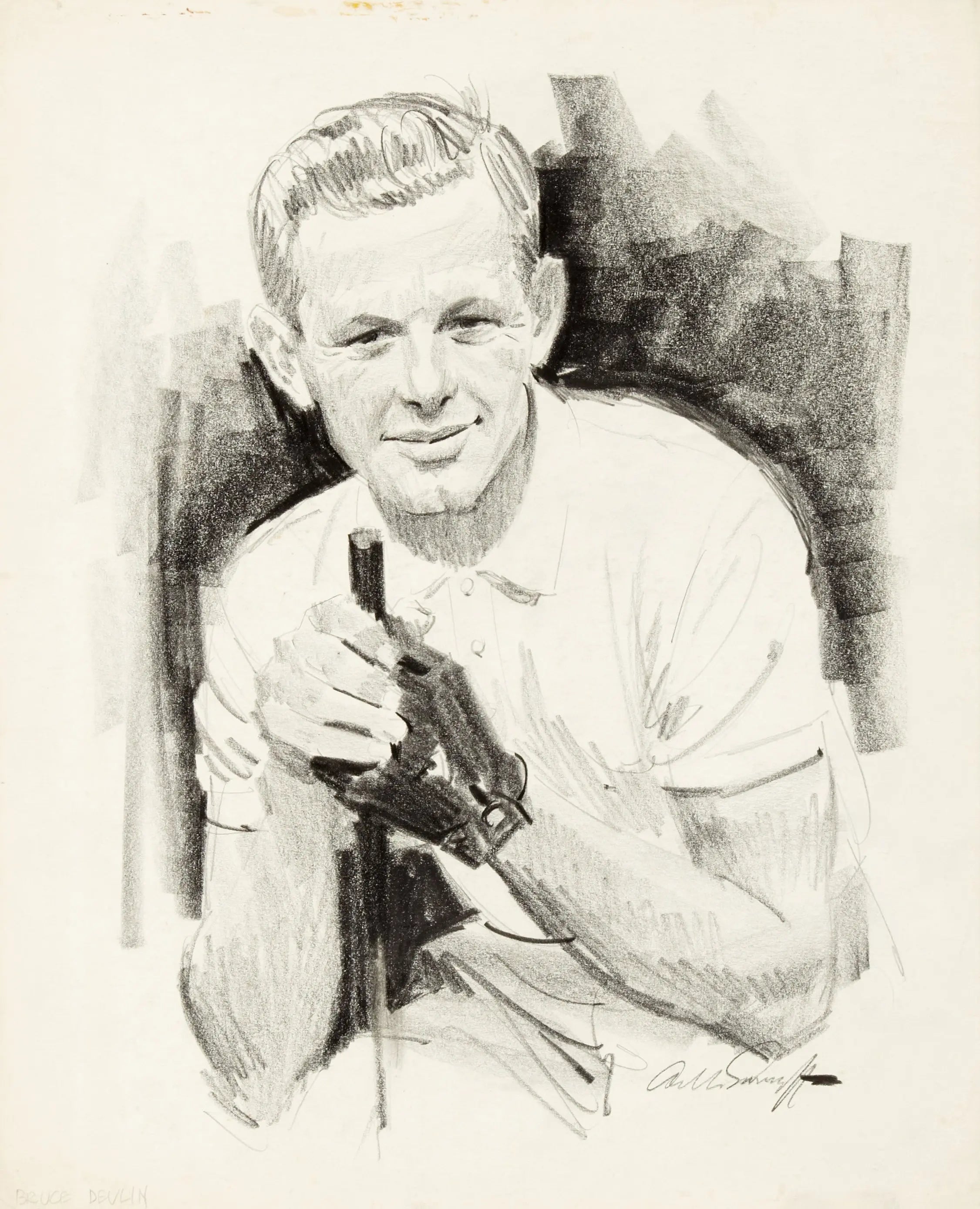 {{ product_title }} Fine Art Print | {{ product_vendor }} Jakero77 Arthur Sarnoff - Sketch Bruce Devlin Golf Tournament 1960s Signed - 17"x22" Print Art Print  Jakero77