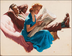 {{ product_title }} Fine Art Print | {{ product_vendor }} Jakero77 Arthur Sarnoff - Story Illustration 1950s Couple - 17" x 22" Fine Art Print Art Print  Jakero77