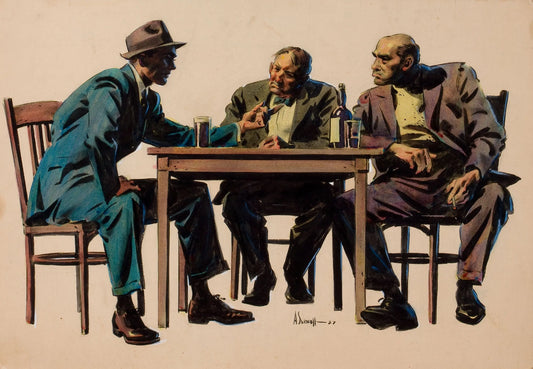 {{ product_title }} Fine Art Print | {{ product_vendor }} Jakero77 Arthur Sarnoff - Talking it Over (1937) Signed - 17" x 22" Fine Art Print Art Print  Jakero77