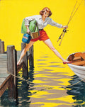 {{ product_title }} Fine Art Print | {{ product_vendor }} Jakero77 Arthur Sarnoff - The Predicament Fishing (1955) Signed - 17" x 22" Fine Art Print Art Print  Jakero77