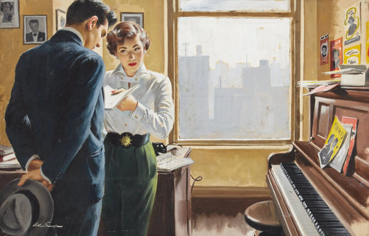 {{ product_title }} Fine Art Print | {{ product_vendor }} Jakero77 Arthur Sarnoff - The Shy Ones, Romance Love (1950) Signed - 17" x 22" Art Print Art Print  Jakero77