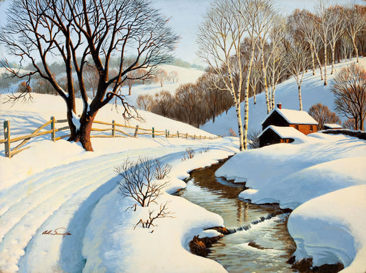 {{ product_title }} Fine Art Print | {{ product_vendor }} Jakero77 Arthur Sarnoff - Winter Blanket Landscape (1940s) - 17" x 22" Fine Art Print Art Print  Jakero77