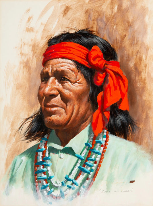 {{ product_title }} Fine Art Print | {{ product_vendor }} Jakero77 Arthur Sarnoff - Zuni Governor (1960s) Native American Portrait - 17"x22" Print Art Print  Jakero77