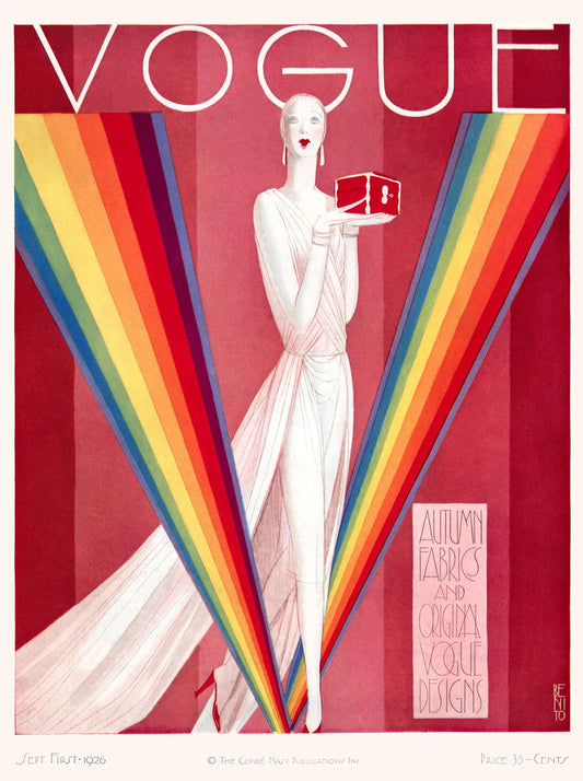 {{ product_title }} Fine Art Print | {{ product_vendor }} Jakero77 Benito - Vogue Autumn Fabrics Fashions Rainbow Art Deco (1926) - 17" x 22" Print Art Print  Jakero77
