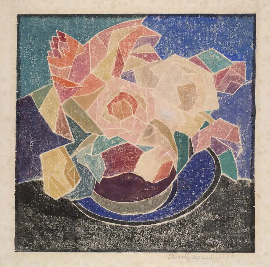 {{ product_title }} Fine Art Print | {{ product_vendor }} Jakero77 Blanche Lazzell - June Roses (1926) Signed - 17" x 22" Fine Art Print Art Print  Jakero77