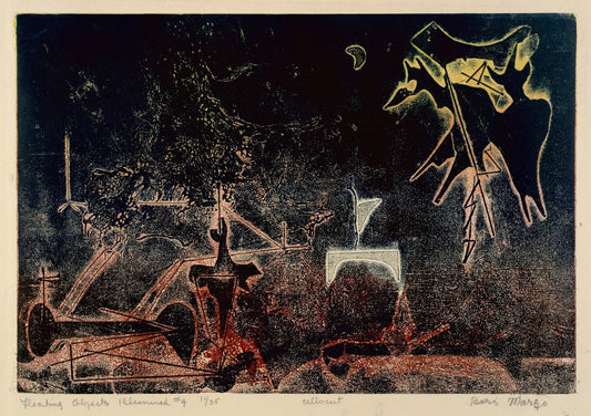 {{ product_title }} Fine Art Print | {{ product_vendor }} Jakero77 Boris Margo - Floating Objects Illumined #4 (1940) Signed - 17" x 22" Art Print Art Print  Jakero77