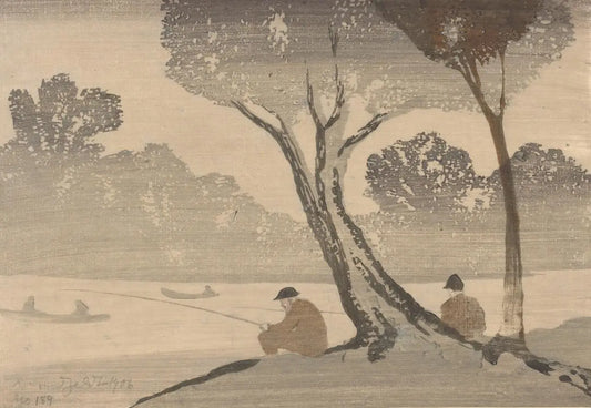 {{ product_title }} Fine Art Print | {{ product_vendor }} Jakero77 Bror J. O. Nordfeldt - Mist, The Anglers (1906) - 17" x 22" Fine Art Print Art Print  Jakero77