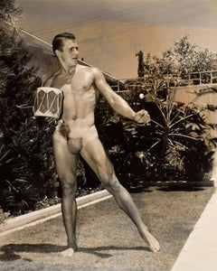 {{ product_title }} Fine Art Print | {{ product_vendor }} Jakero77 Bruce Bellas Nude Male Loin Cloth Backyard Gay Interest - 17"x22" Fine Art Print - 2023 Art Print  Jakero77