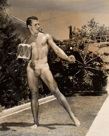 {{ product_title }} Fine Art Print | {{ product_vendor }} Jakero77 Bruce Bellas Nude Male Loin Cloth Backyard Gay Interest - 17"x22" Fine Art Print - 2023 Art Print  Jakero77