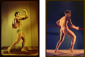 {{ product_title }} Fine Art Print | {{ product_vendor }} Jakero77 Bruce Bellas Nude Men Muscle Pose Butt Gay Interest - 17"x22" Fine Art Print - 1952 Art Print  Jakero77